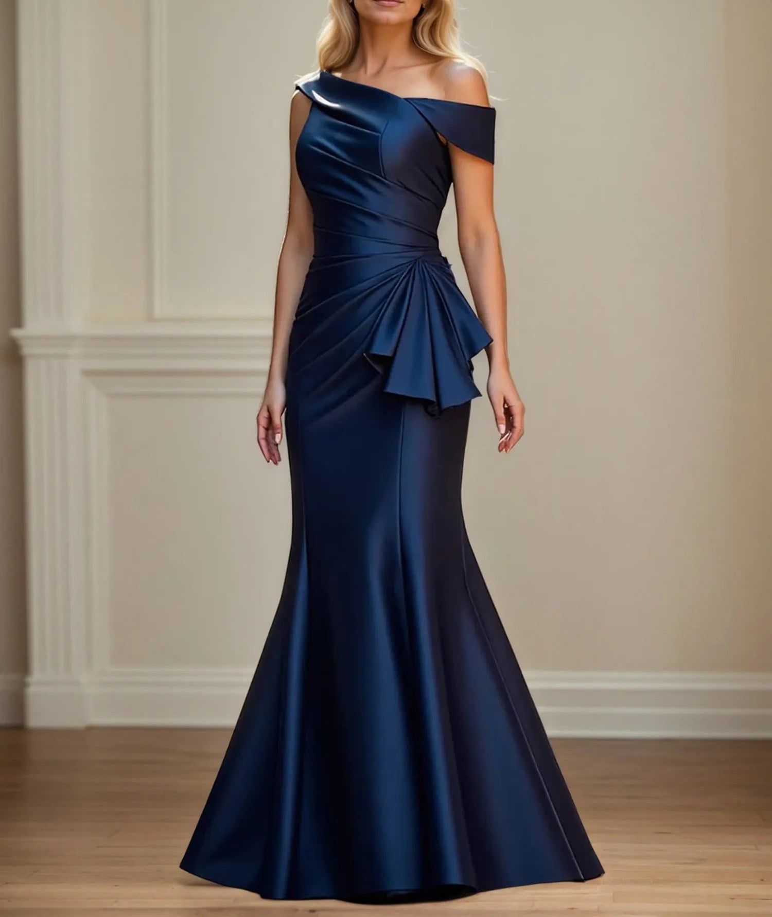 Trumpet/Mermaid Asymmetrical Ruched Floor Length Mother of the Bride Dress