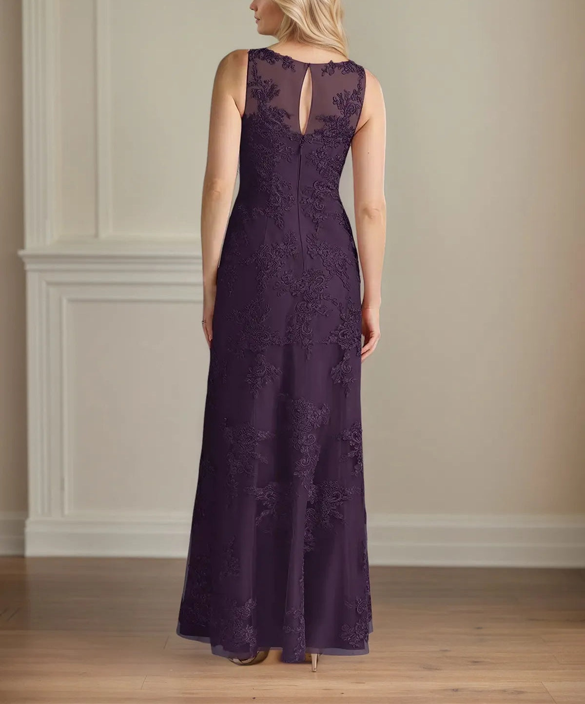 Trumpet/Mermaid Chiffon Scoop Neck Cape Sleeve Floor Length Dress