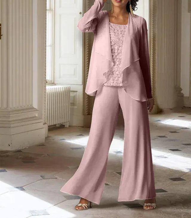 Chiffon Long Sleeves Mother of the Bride Pantsuits with Jacket