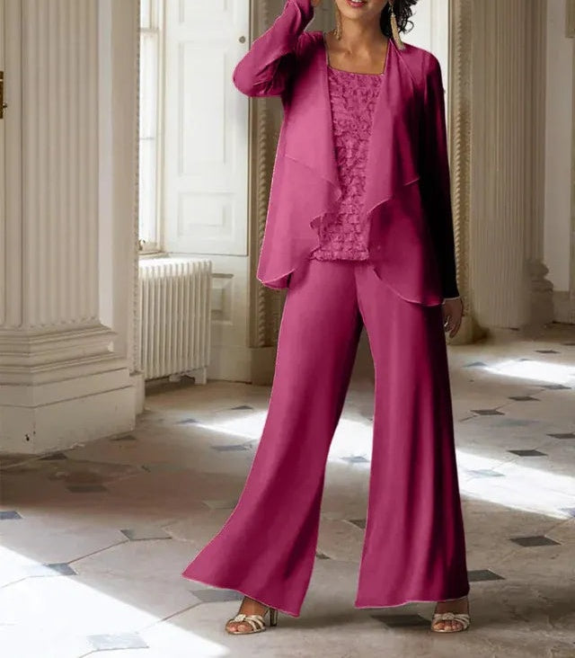 Chiffon Long Sleeves Mother of the Bride Pantsuits with Jacket
