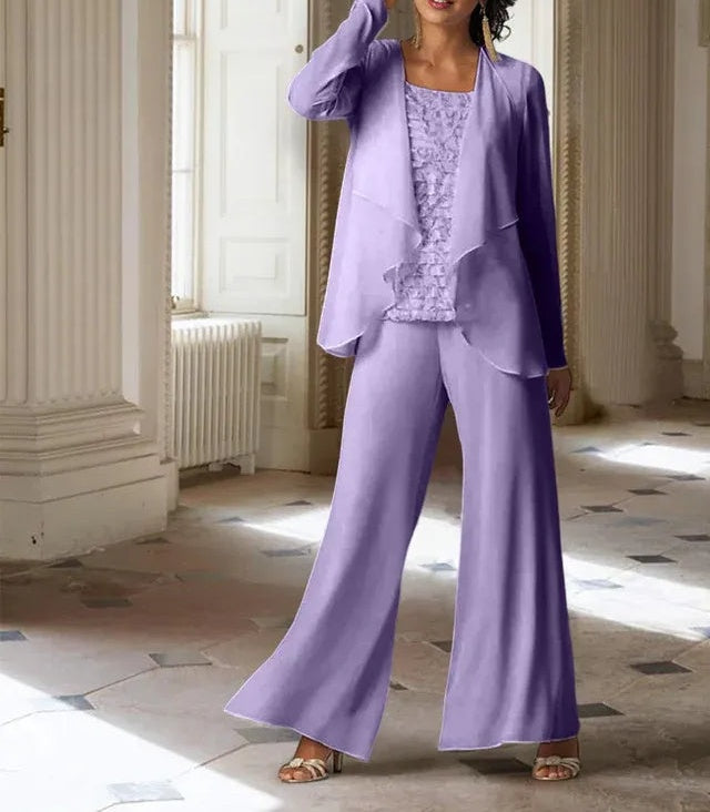 Chiffon Long Sleeves Mother of the Bride Pantsuits with Jacket