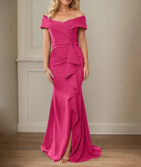Sheath/Column V-Neck Illusion Floor-Length Lace Chiffon Mother of the Bride Dress With Pleated Sequins