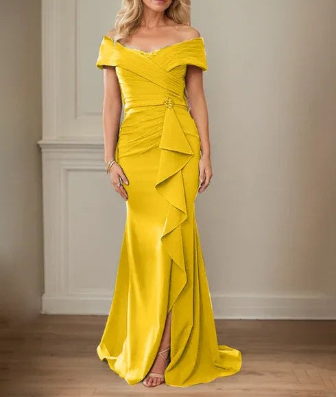 Sheath/Column V-Neck Illusion Floor-Length Lace Chiffon Mother of the Bride Dress With Pleated Sequins
