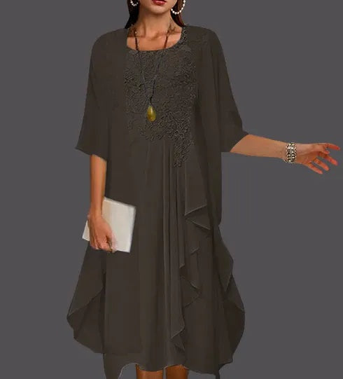 Two Piece A-Line Chiffon Lace Sleeveless Jacket Dresses with Pleats Appliques