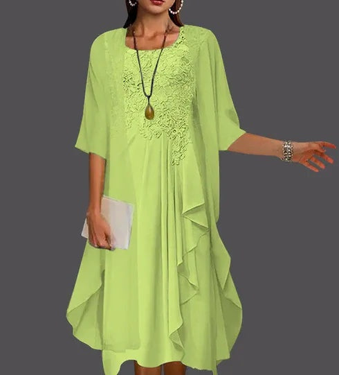 Two Piece A-Line Chiffon Lace Sleeveless Jacket Dresses with Pleats Appliques