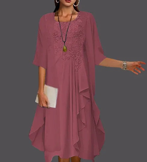 Two Piece A-Line Chiffon Lace Sleeveless Jacket Dresses with Pleats Appliques