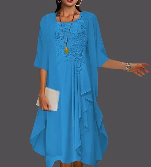 Two Piece A-Line Chiffon Lace Sleeveless Jacket Dresses with Pleats Appliques