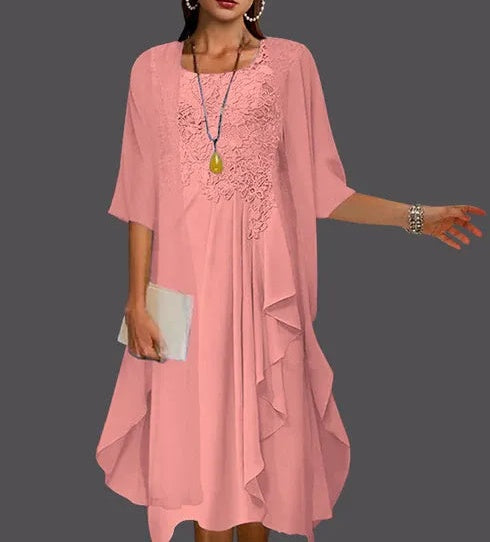 Two Piece A-Line Chiffon Lace Sleeveless Jacket Dresses with Pleats Appliques