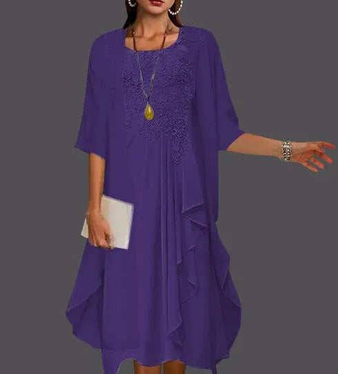 Two Piece A-Line Chiffon Lace Sleeveless Jacket Dresses with Pleats Appliques