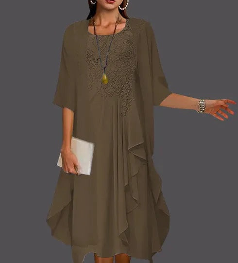Two Piece A-Line Chiffon Lace Sleeveless Jacket Dresses with Pleats Appliques