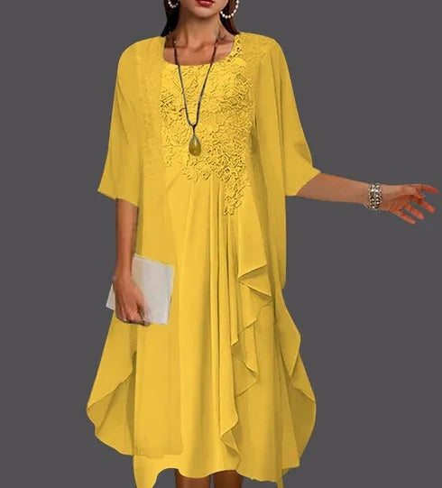 Two Piece A-Line Chiffon Lace Sleeveless Jacket Dresses with Pleats Appliques