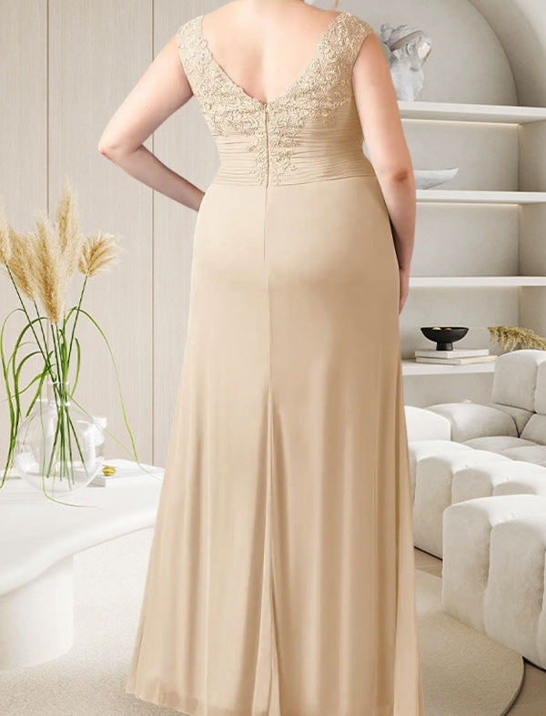 Champagne A-Line Sweetheart Neckline Pleated Mesh Dress