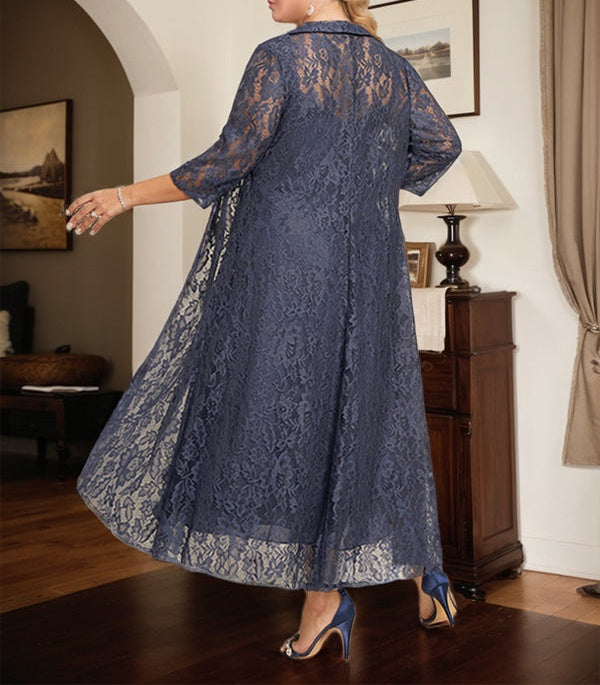 A-line V-Neck Tea-Length Chiffon Mother of the Bride Dress