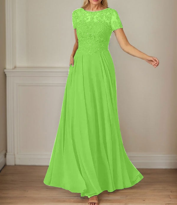Dark Navy A-Line Boatneck Sequins Chiffon Dress