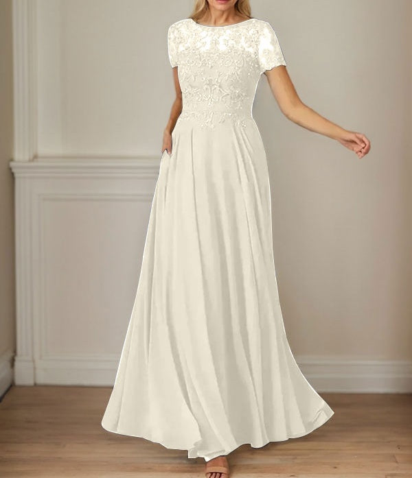 Dark Navy A-Line Boatneck Sequins Chiffon Dress