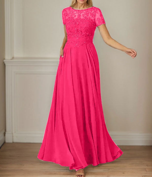 Dark Navy A-Line Boatneck Sequins Chiffon Dress