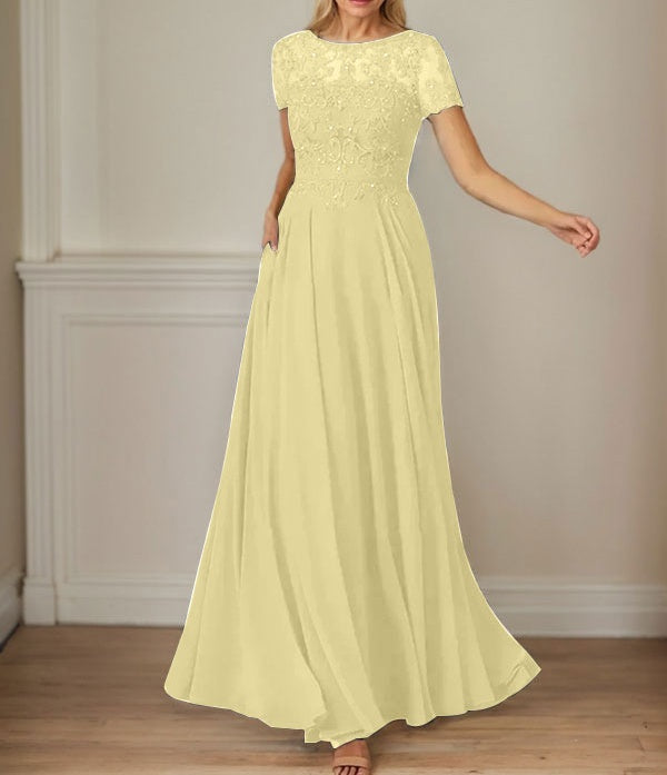 Dark Navy A-Line Boatneck Sequins Chiffon Dress
