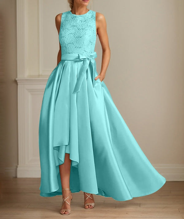 A-Line/Princess Jewel Neck Sleeveless Mother Of The Bride Dresses With Pleats Lace