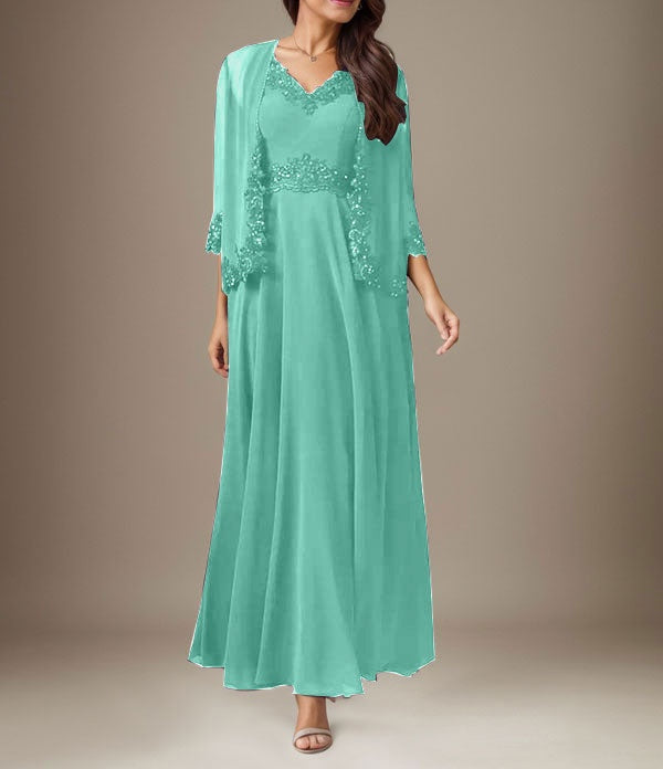 Plum A-Line Sequins Chiffon Dress