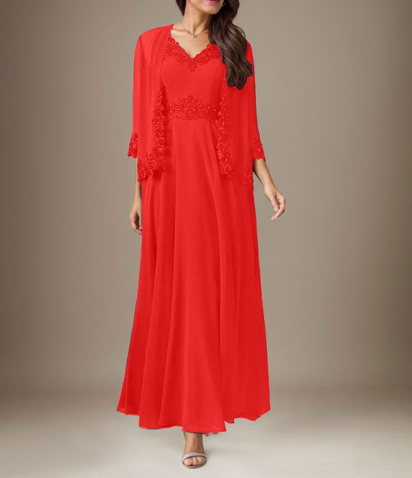 Plum A-Line Sequins Chiffon Dress