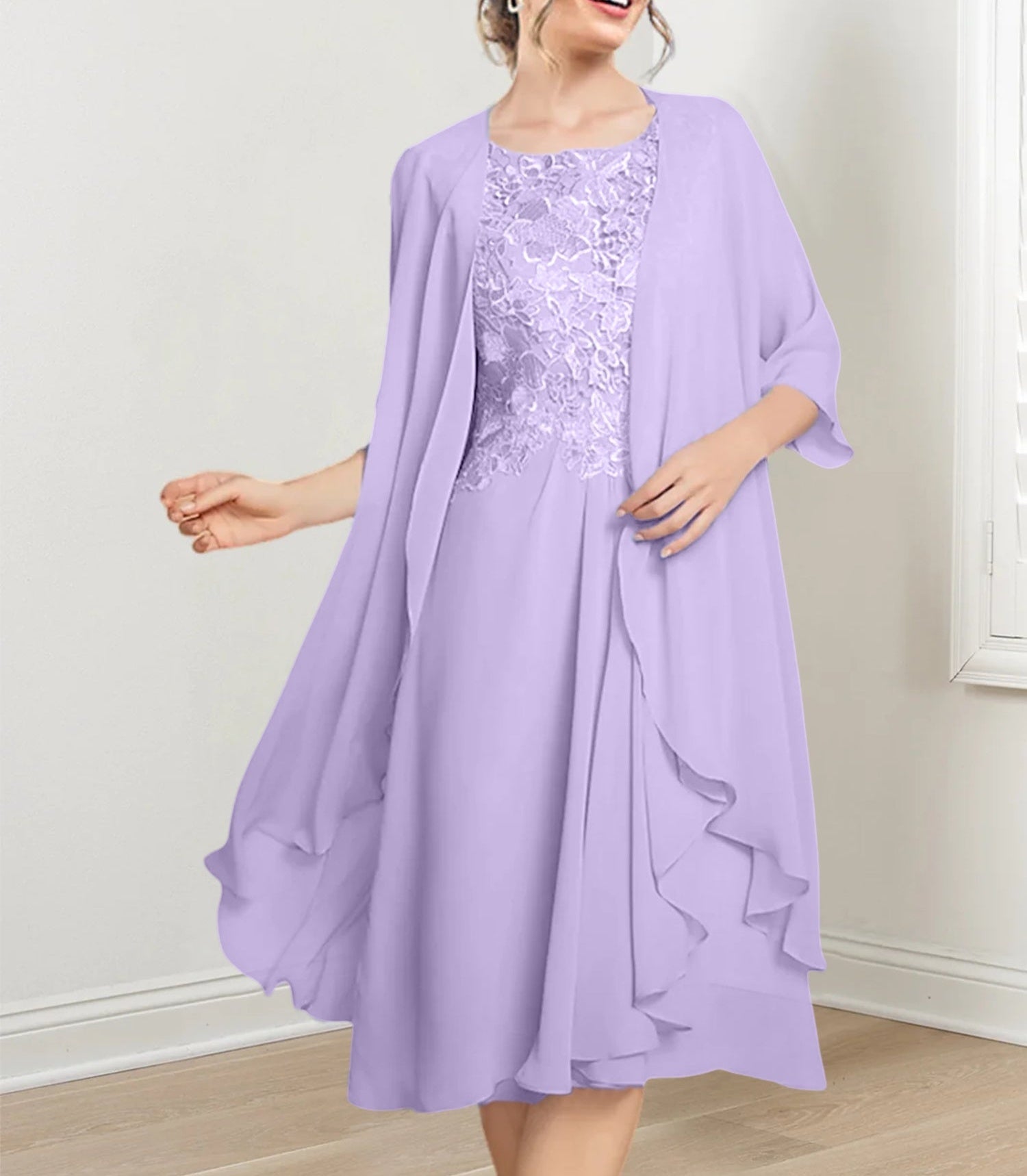 A-Line/Princess Scoop Knee-Length Mother of the Bride Dresses