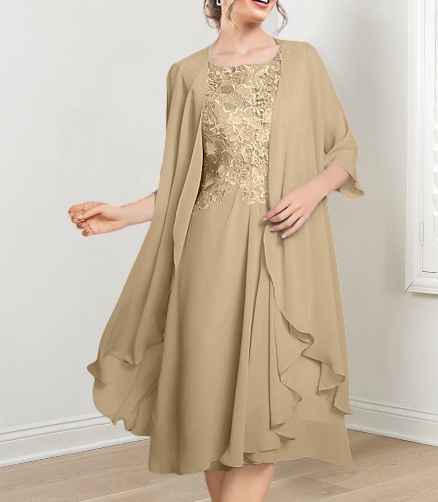 A-Line/Princess Scoop Knee-Length Mother of the Bride Dresses
