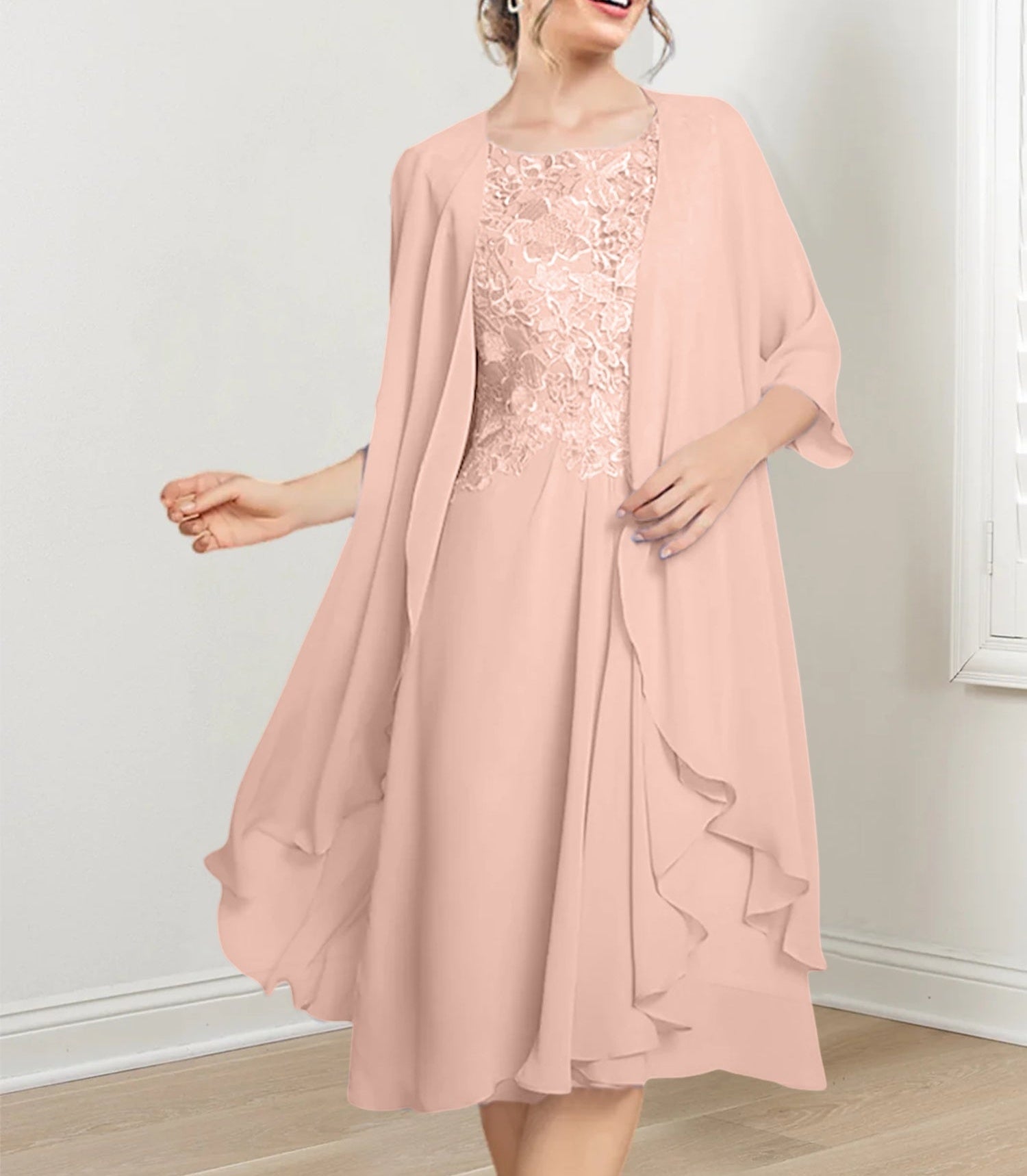 A-Line/Princess Scoop Knee-Length Mother of the Bride Dresses
