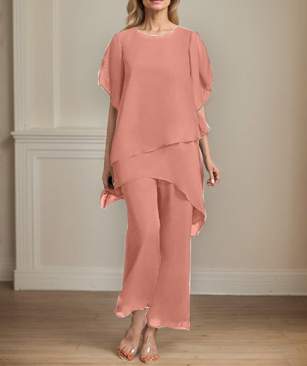 Separates Jumpsuit/Pantsuit Scoop Ankle-Length Chiffon Mother of the Bride Dress