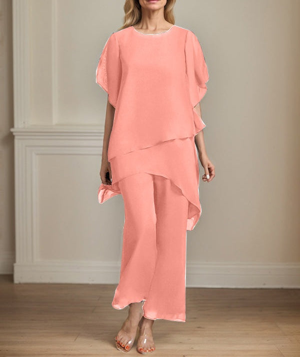 Separates Jumpsuit/Pantsuit Scoop Ankle-Length Chiffon Mother of the Bride Dress