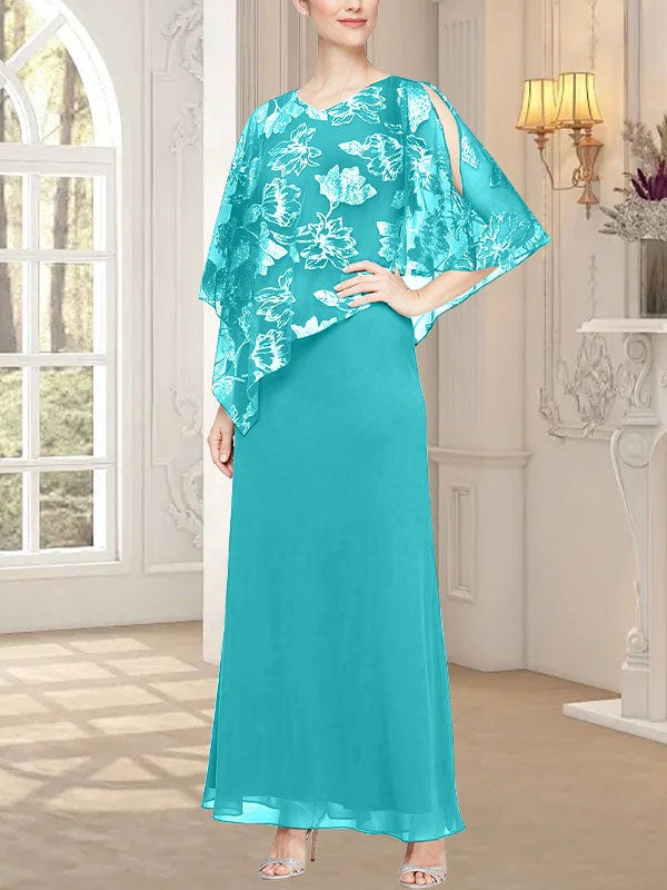 Long Glitter Mesh Dress with Novelty Asymmetric Overlay Bodice