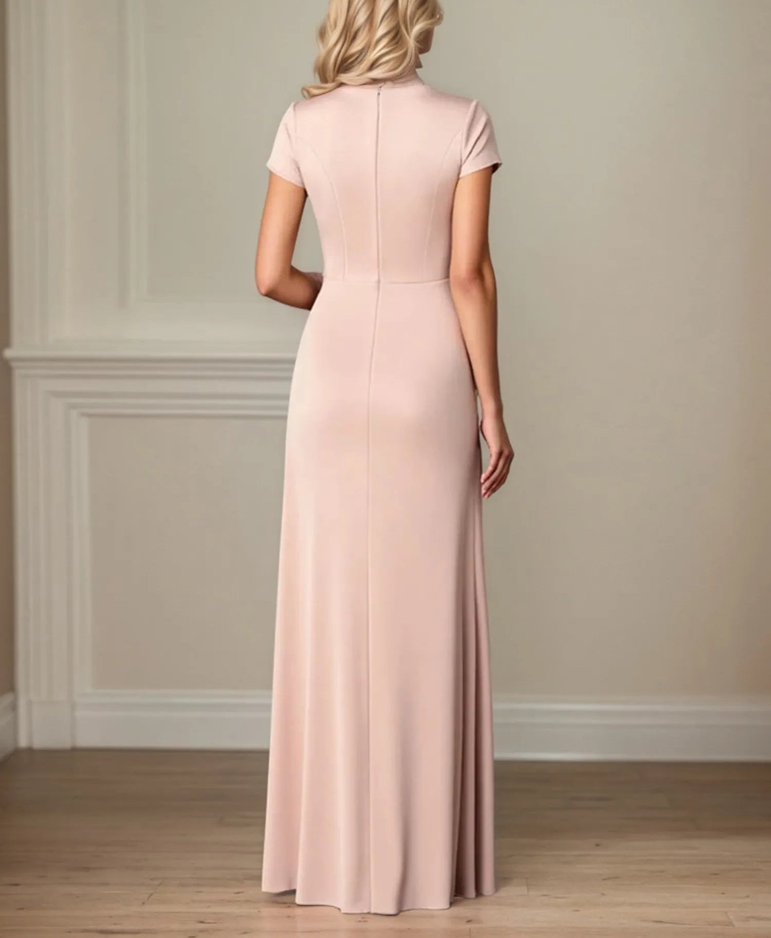 Ruched Satin Sheath/Column Satin Mother of the Bride Dress with Slit