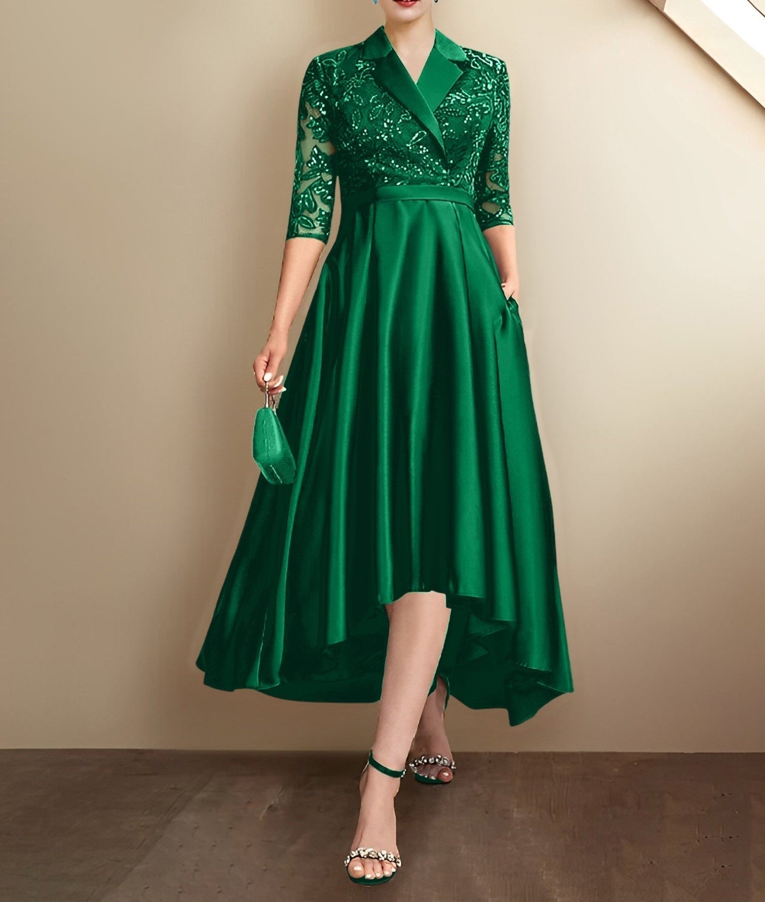 Sheath/Column V-Neck Tea-Length Mother of the Bride Dresses