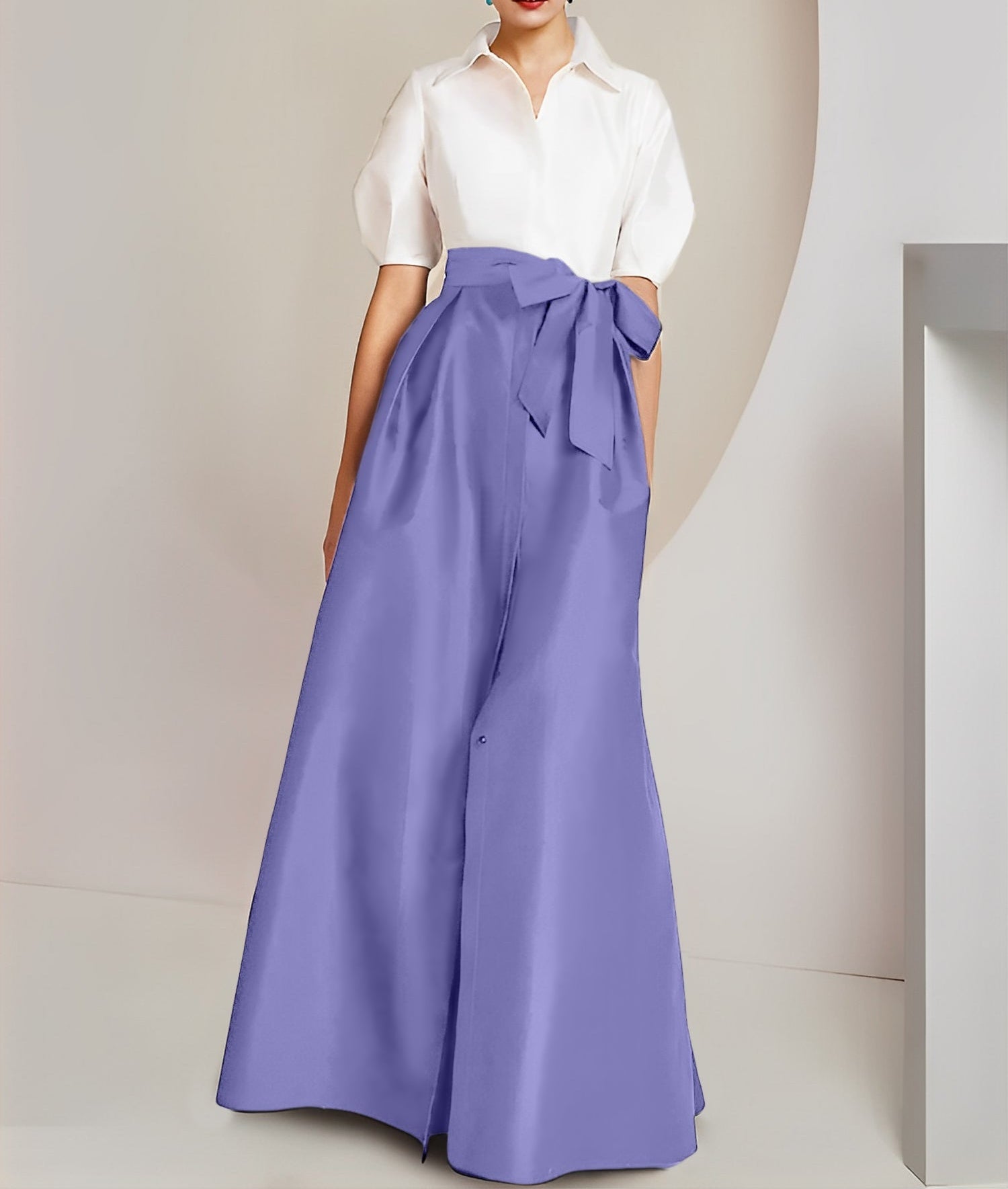 A-Line/Princess  Shirt Collar Short Sleeves 2 pieces Mother Of The Bride Dresses