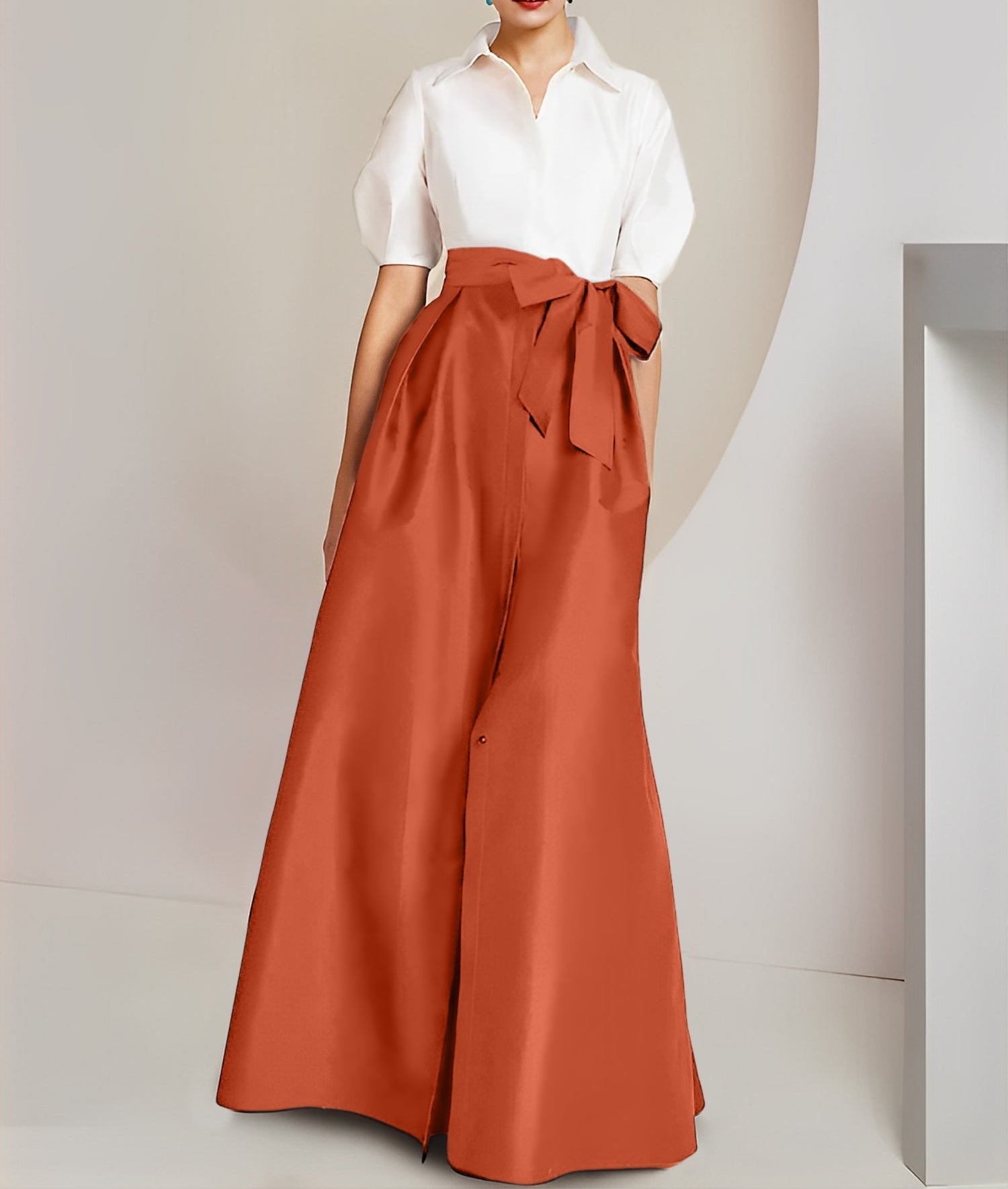 A-Line/Princess  Shirt Collar Short Sleeves 2 pieces Mother Of The Bride Dresses