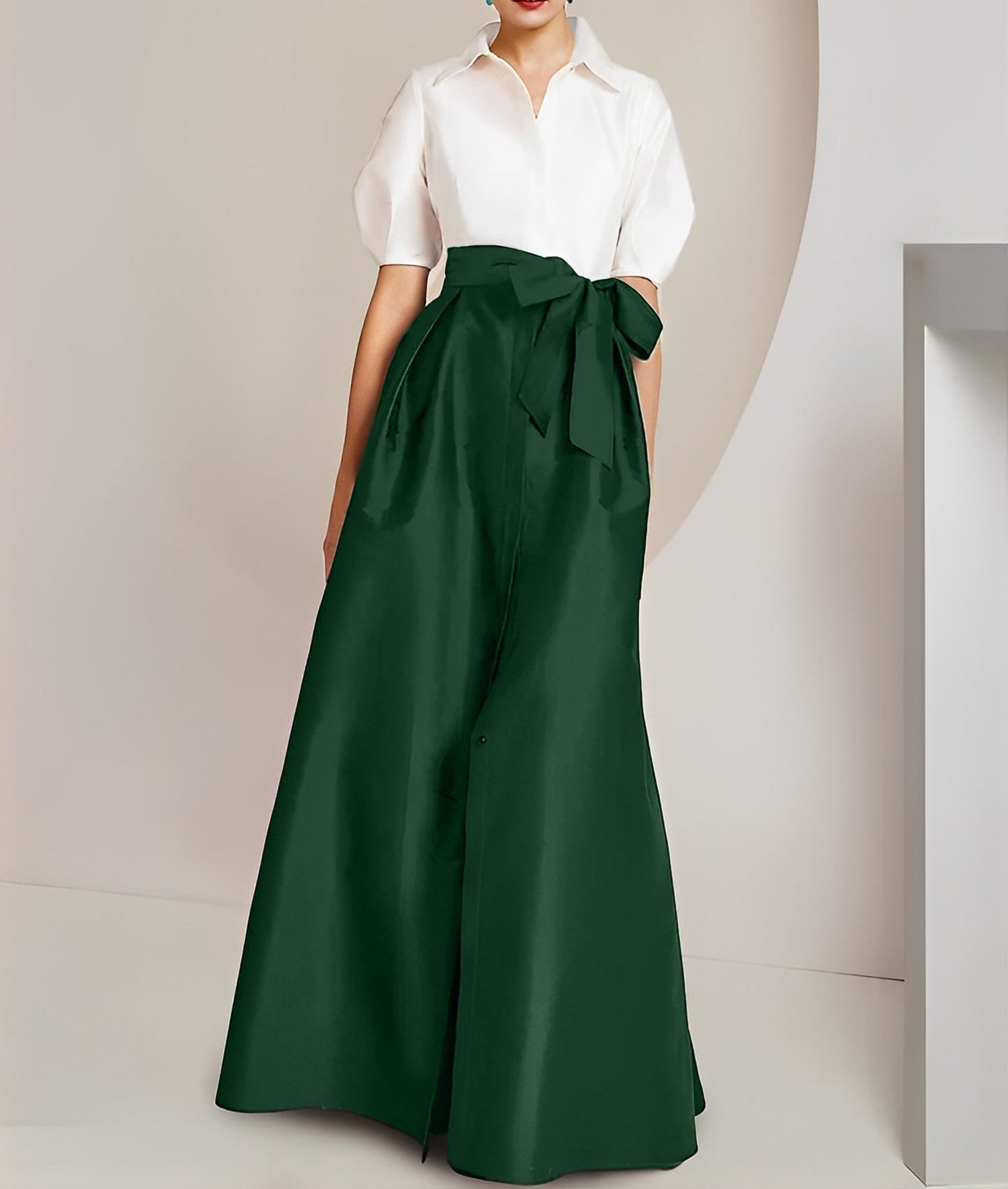 A-Line/Princess  Shirt Collar Short Sleeves 2 pieces Mother Of The Bride Dresses