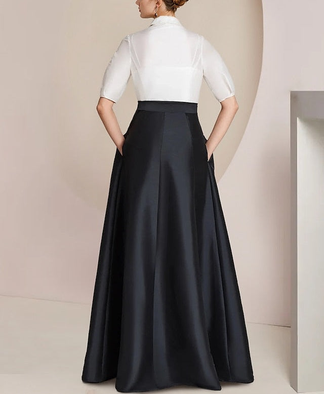 A-Line/Princess  Shirt Collar Short Sleeves 2 pieces Mother Of The Bride Dresses
