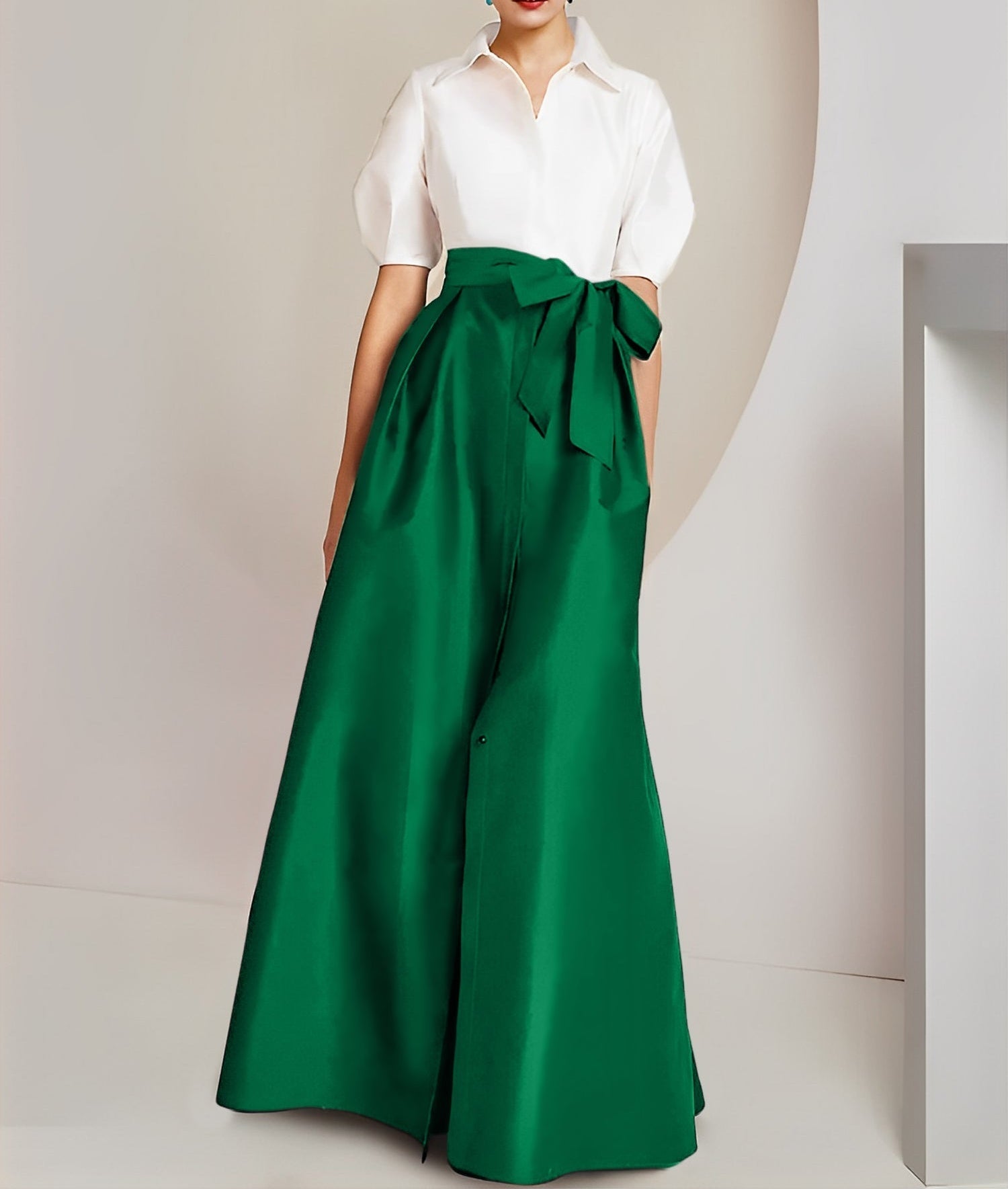 A-Line/Princess  Shirt Collar Short Sleeves 2 pieces Mother Of The Bride Dresses