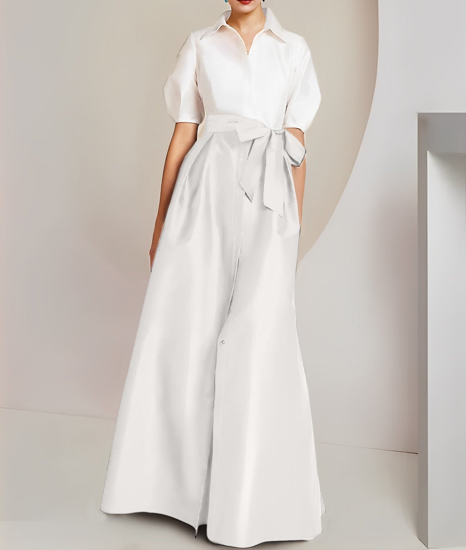 A-Line/Princess  Shirt Collar Short Sleeves 2 pieces Mother Of The Bride Dresses
