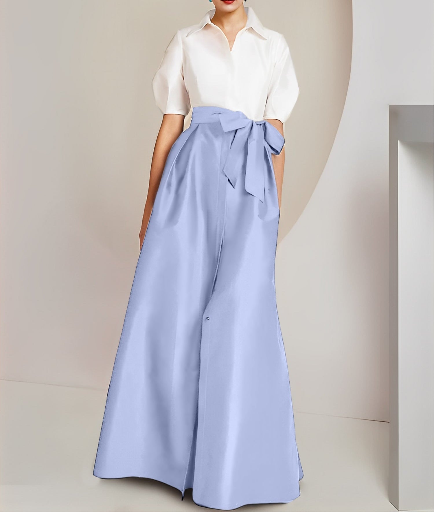 A-Line/Princess  Shirt Collar Short Sleeves 2 pieces Mother Of The Bride Dresses