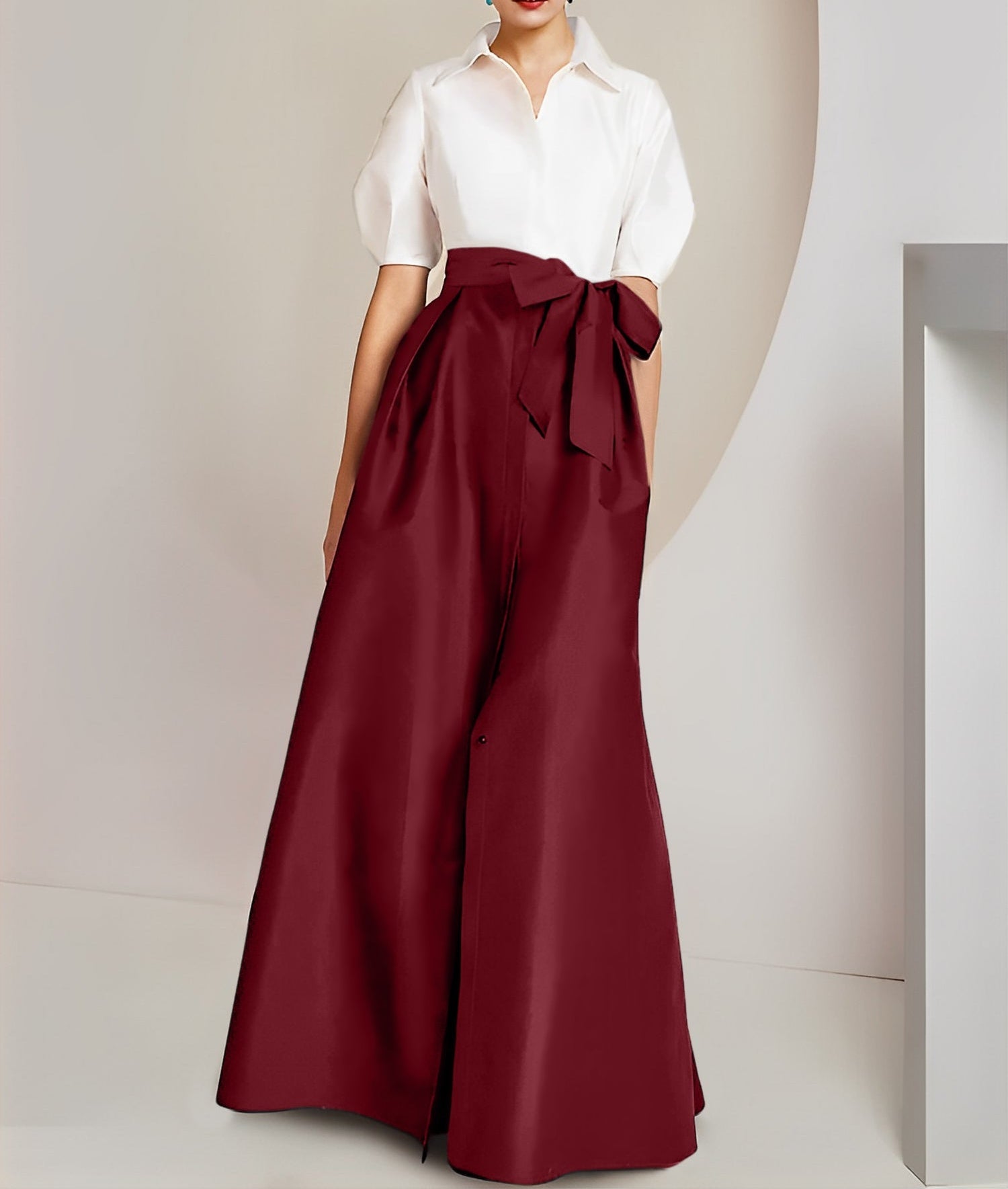 A-Line/Princess  Shirt Collar Short Sleeves 2 pieces Mother Of The Bride Dresses