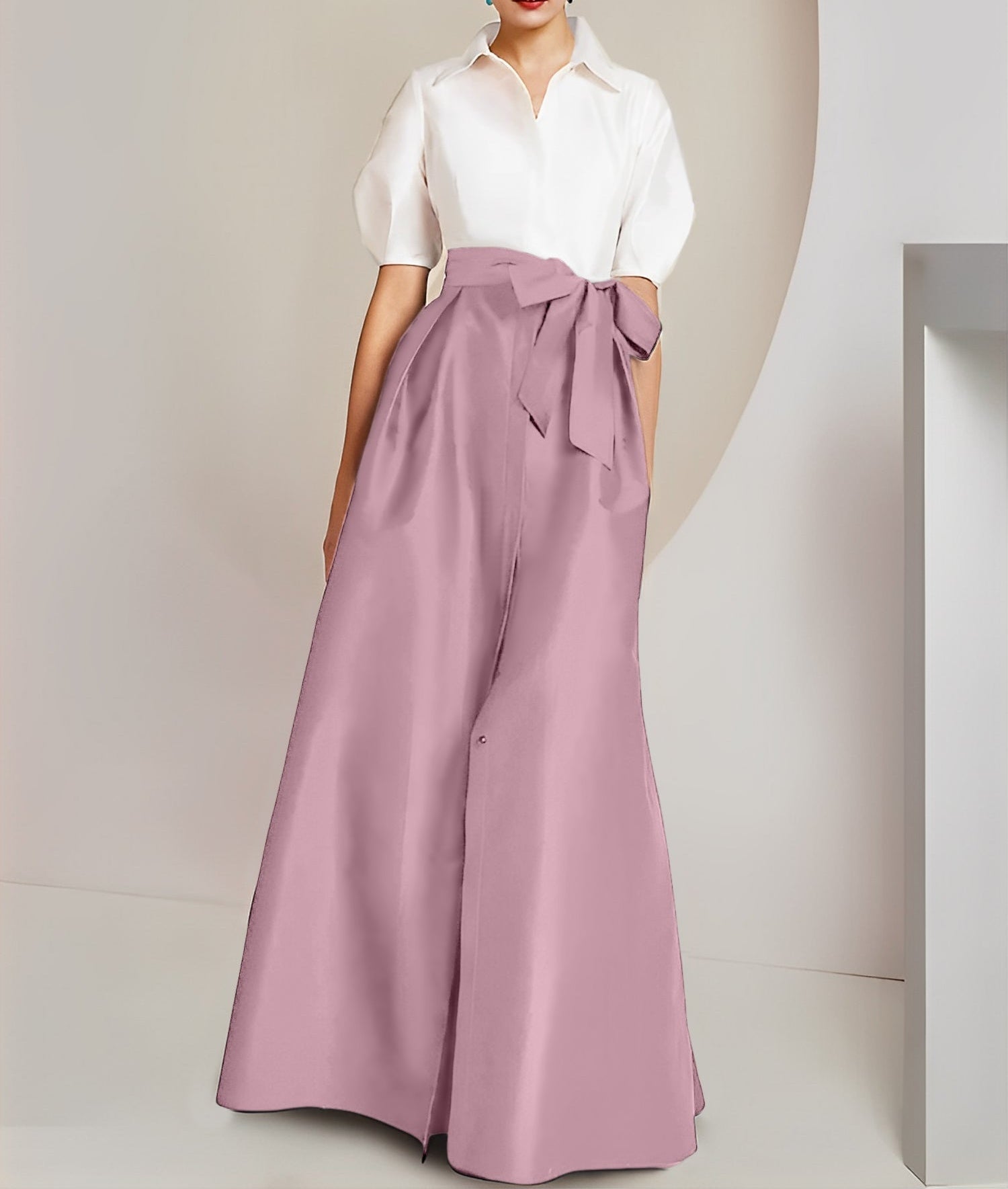 A-Line/Princess  Shirt Collar Short Sleeves 2 pieces Mother Of The Bride Dresses