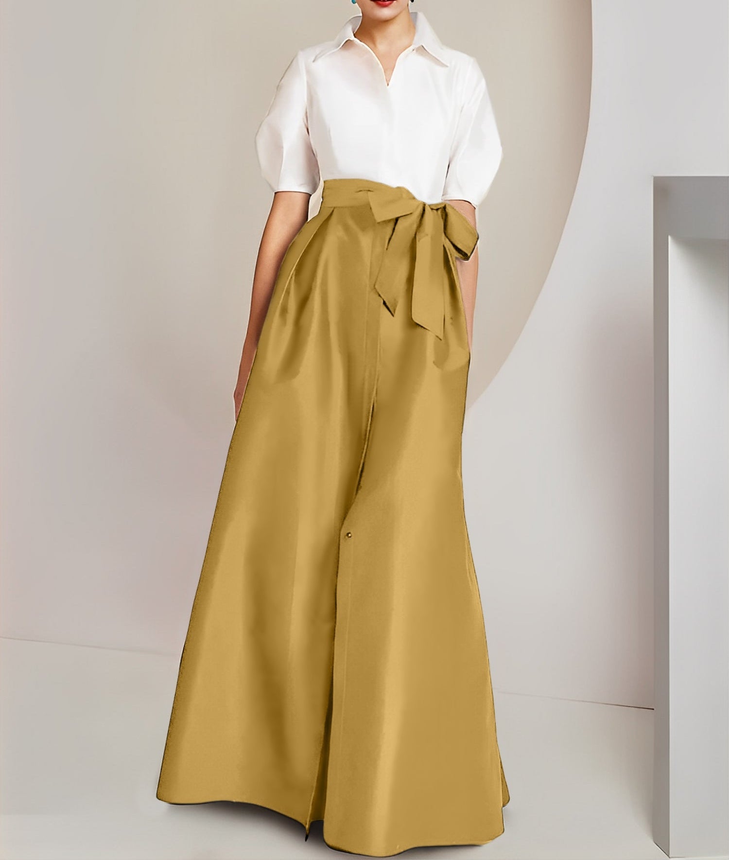 A-Line/Princess  Shirt Collar Short Sleeves 2 pieces Mother Of The Bride Dresses