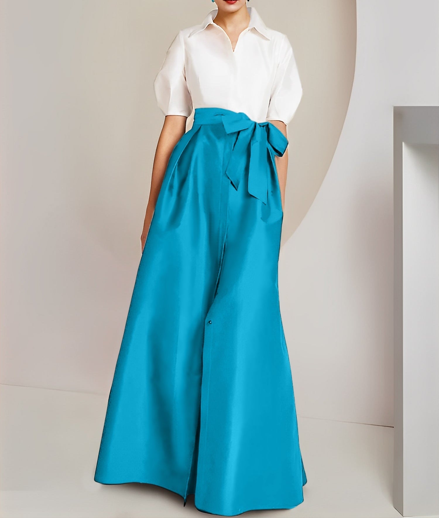 A-Line/Princess  Shirt Collar Short Sleeves 2 pieces Mother Of The Bride Dresses