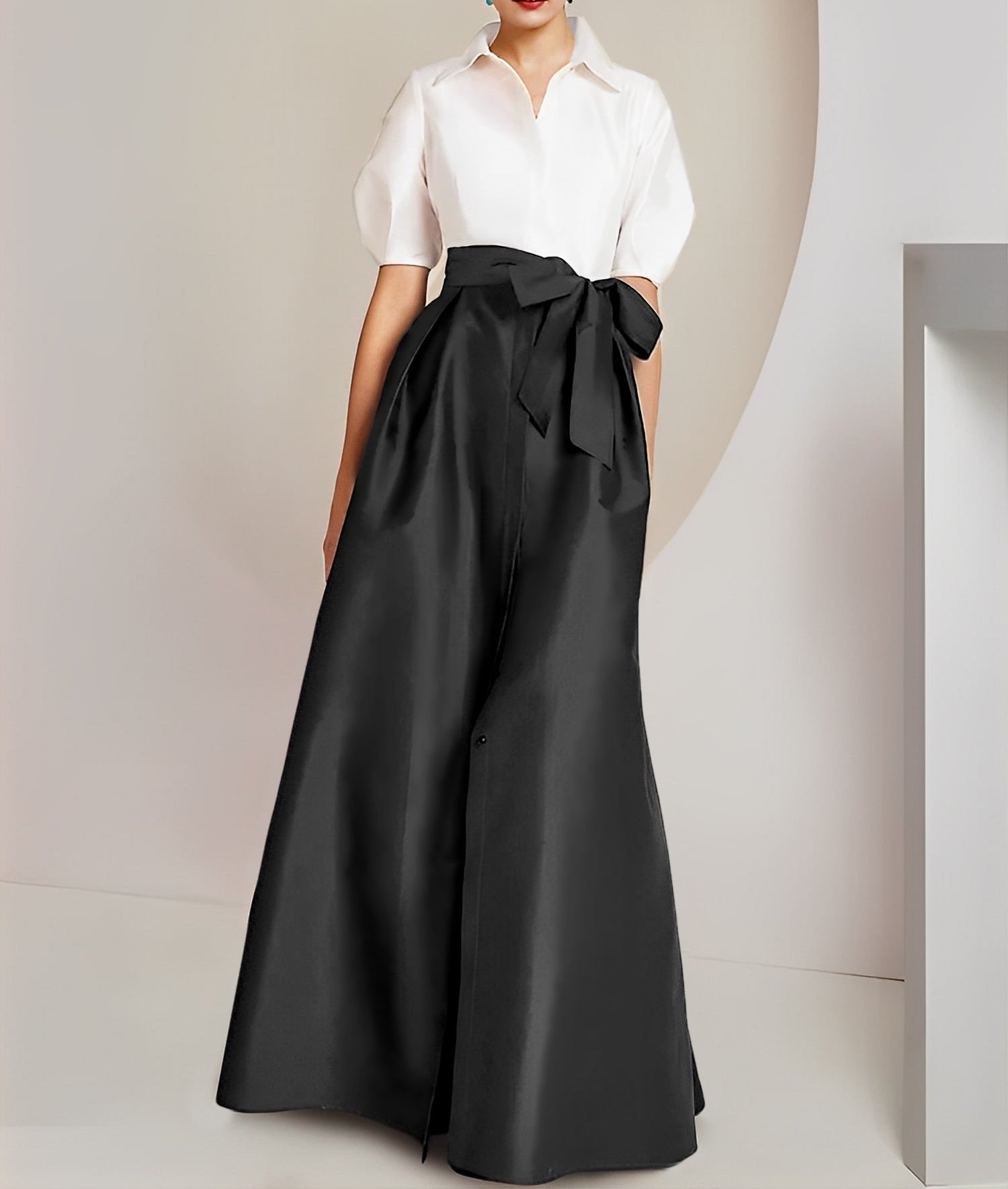 A-Line/Princess  Shirt Collar Short Sleeves 2 pieces Mother Of The Bride Dresses