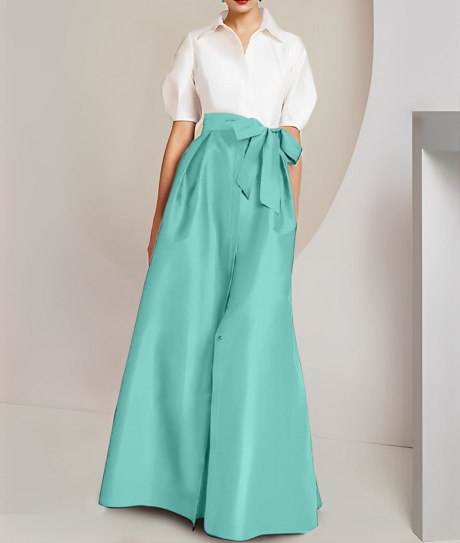 A-Line/Princess  Shirt Collar Short Sleeves 2 pieces Mother Of The Bride Dresses