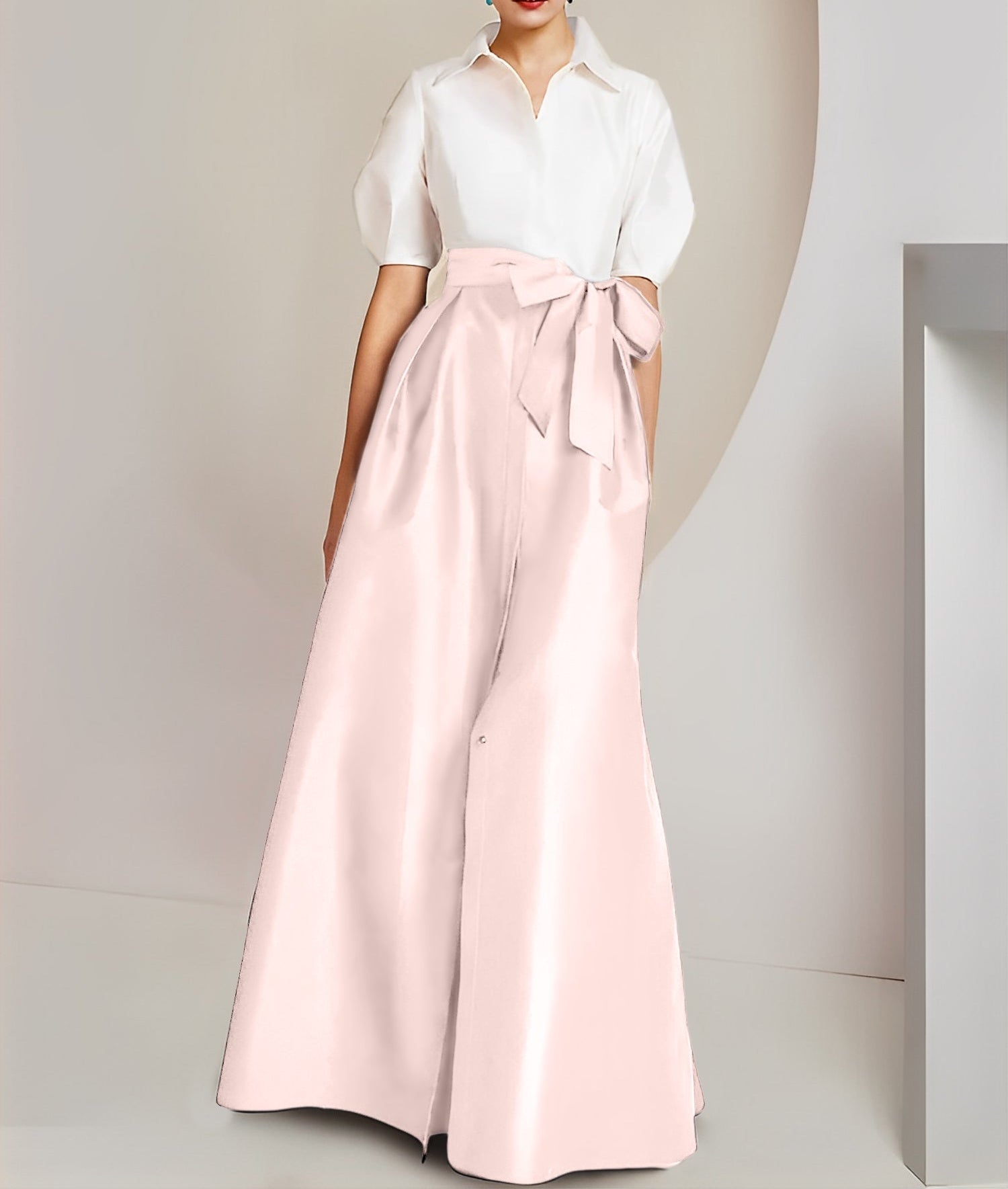 A-Line/Princess  Shirt Collar Short Sleeves 2 pieces Mother Of The Bride Dresses