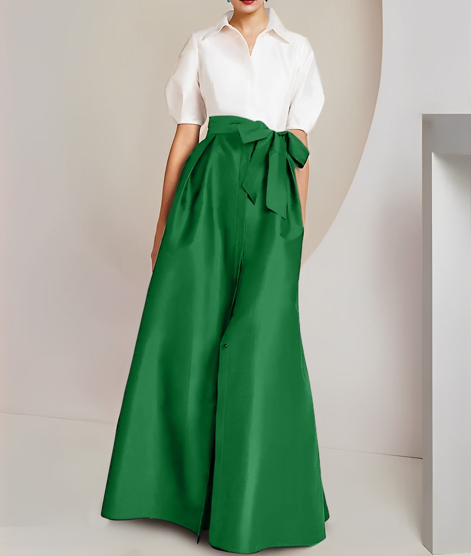 A-Line/Princess  Shirt Collar Short Sleeves 2 pieces Mother Of The Bride Dresses