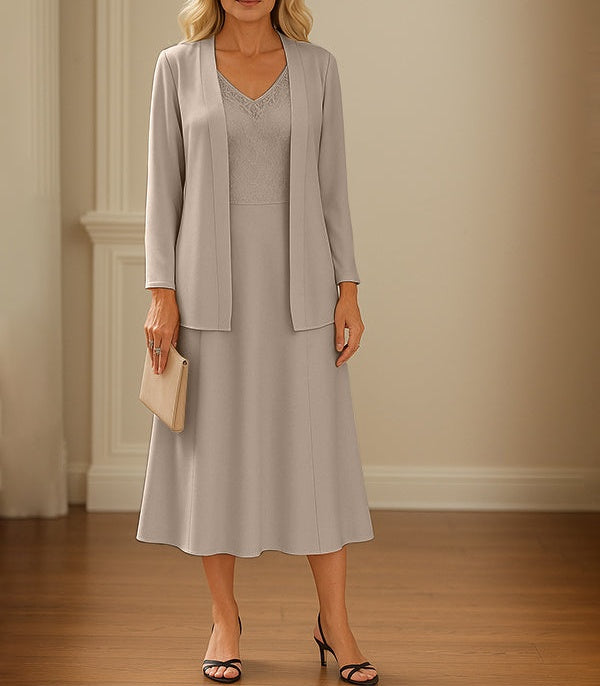 Chiffon Skirt Mother of The Bride Dress with Open Jacket