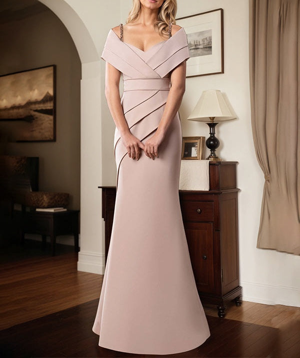 Trumpet/Mermaid Spaghetti Straps Floor Length Stretch Crepe Mother Of The Bride Dress