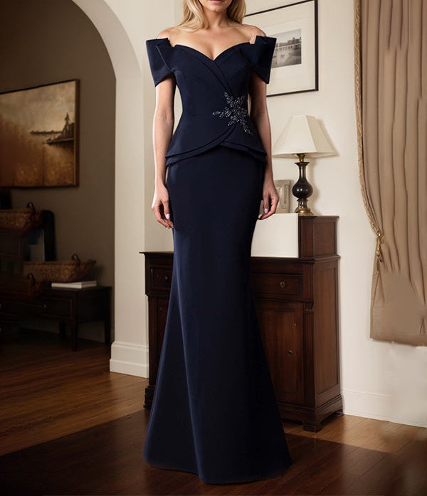 Trumpet/Mermaid Off the Shoulder Stretch Crepe Mother Of The Bride Dress With Appliques